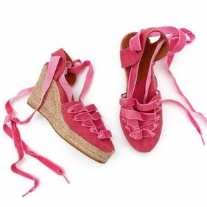 Penelope Chilvers Sevillana Dali Espadrille Heels Bright Pink Ribbon Bow EU 37